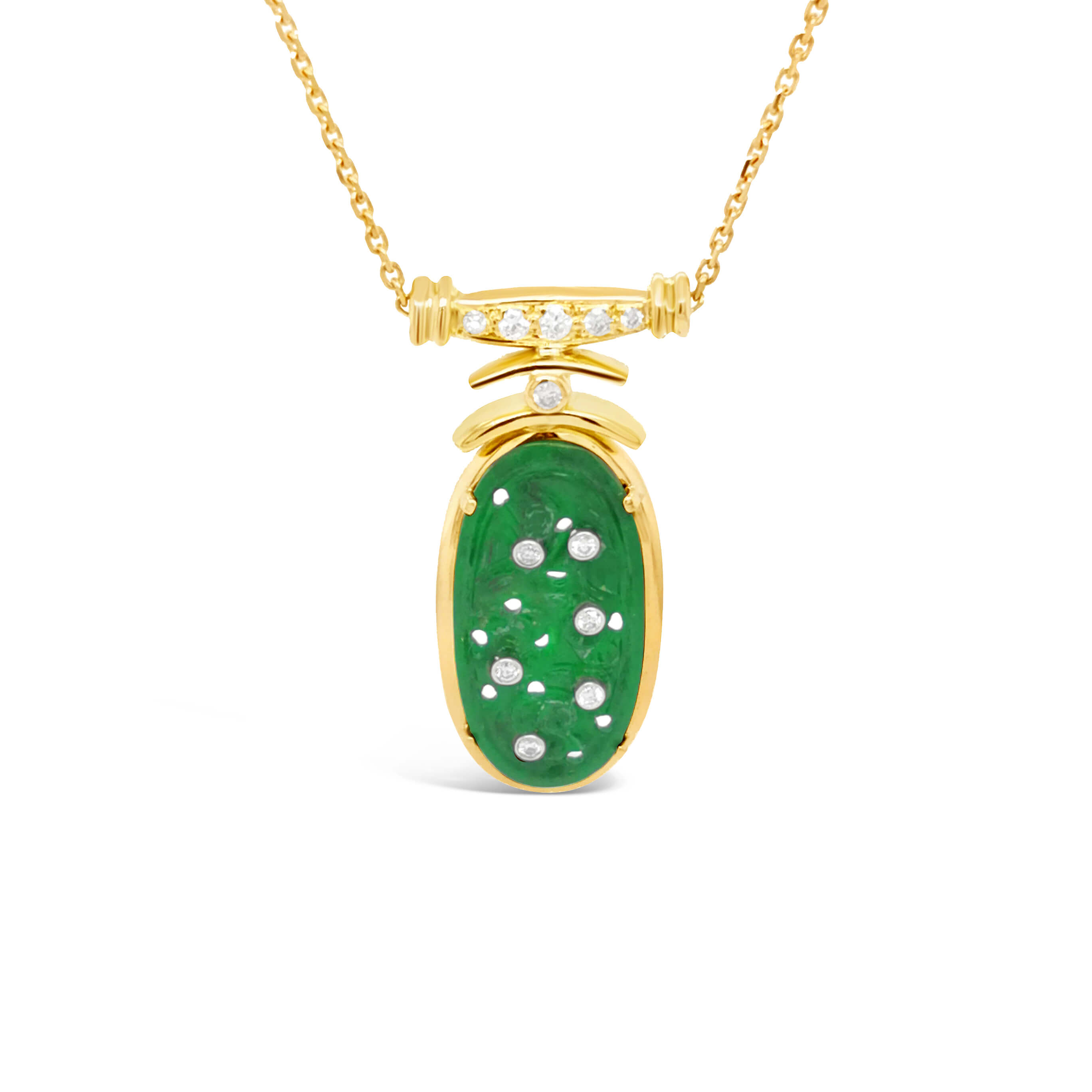 Collection 18-karat white gold, jade and diamond necklace